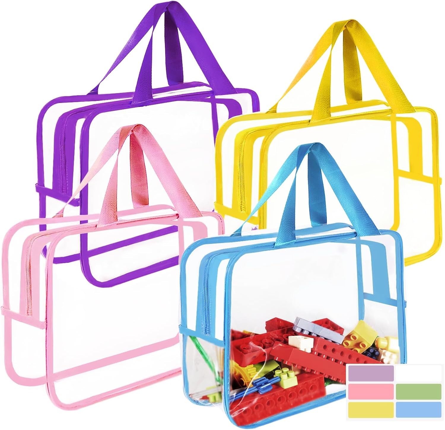 4 Pcs Storage Bags, Clear PVC Organizer with Zipper, Waterproof Travel Bags