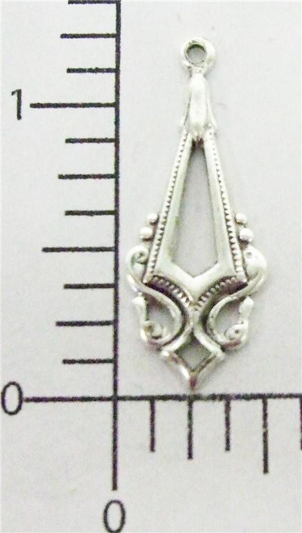 27744 - 2 Pc Victorian Dangle Jewelry Brass Finding Matte SILVER Ox