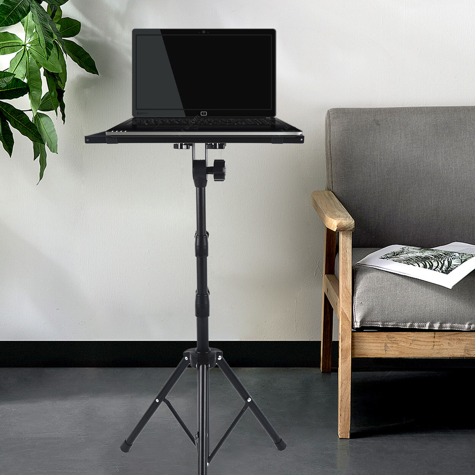 Mobile Projector Tripod Stand Adjustable Height Laptop Holder With Stable Tray