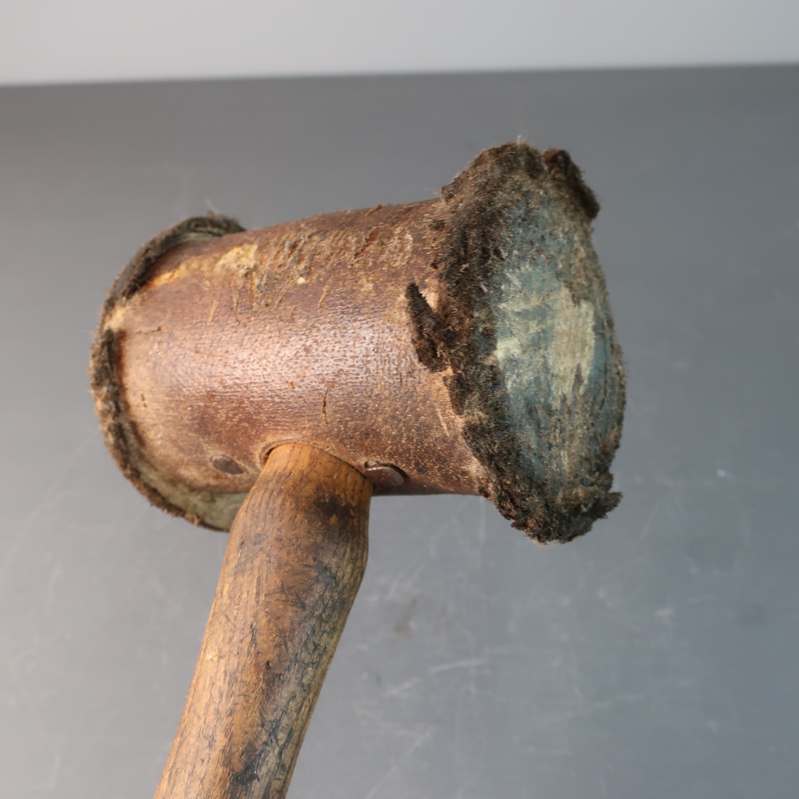 Vintage Rolled Rawhide Mallet with Wooden Handle