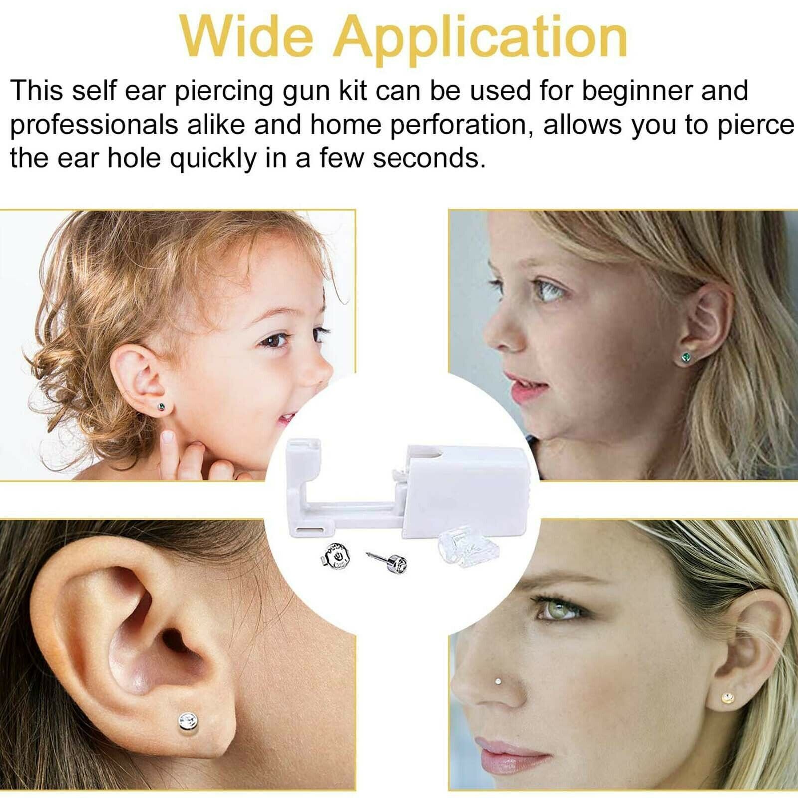 4 Pack Disposable Nose Piercing Kit - Silver Stud Earring Gun DIY Home Self Ear