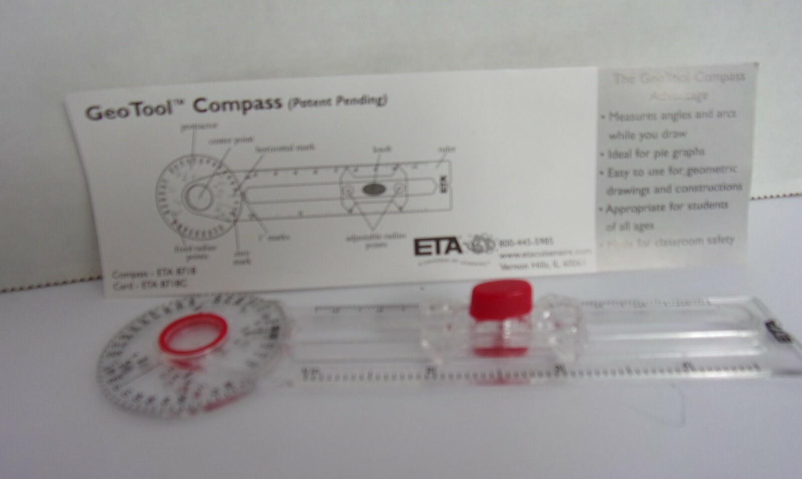 Math School Compass, Geo Tool,  ETA Cuisenaire, Home Schooling Safe Accessory