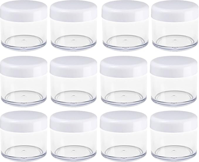 12 Pcs 15ml/0.5oz Small Travel Containers Clear Plastic Cosmetic Jar Refillab...