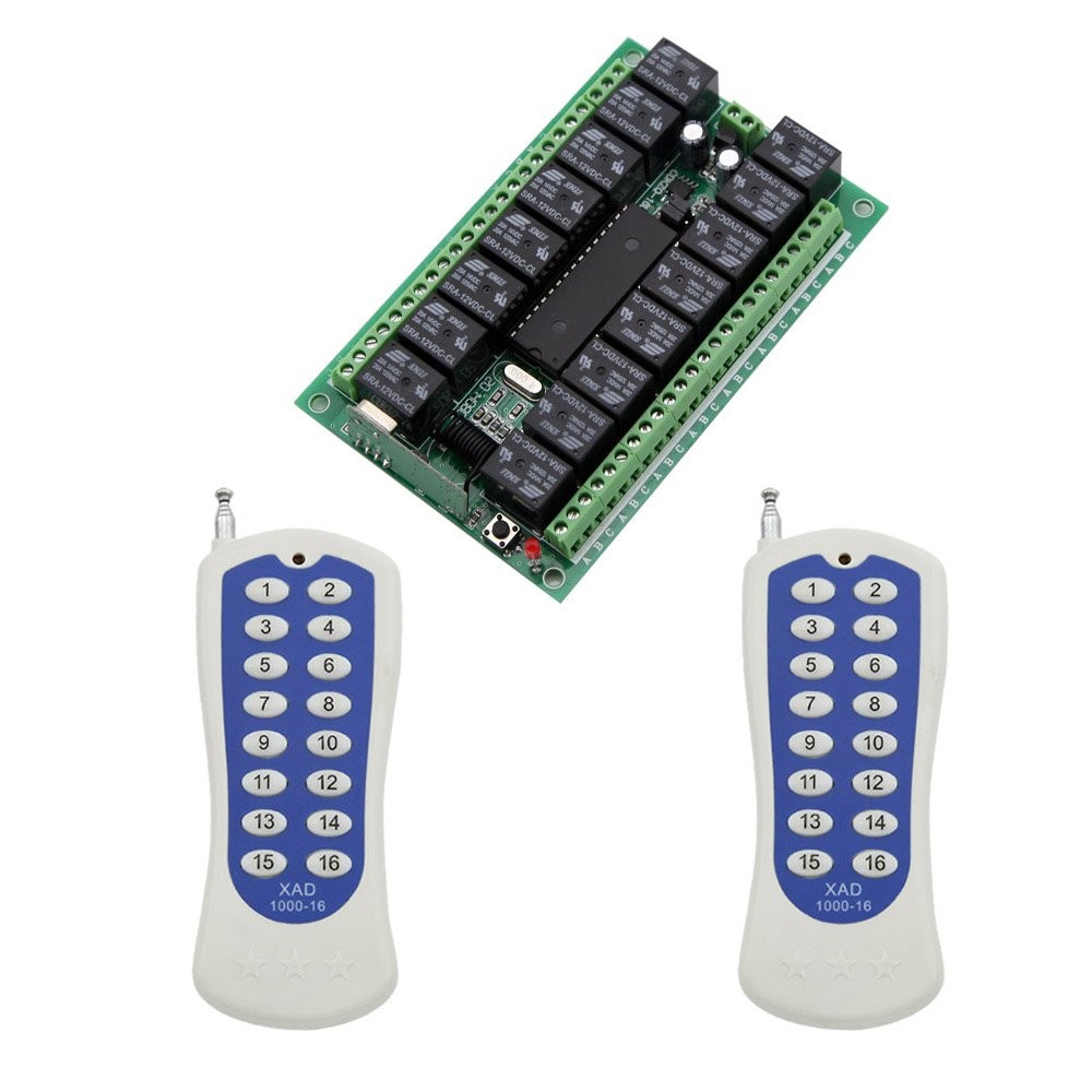 eMylo Wireless Remote Control Switch 12V 10A 433MHz RF Relay 16 16 channel