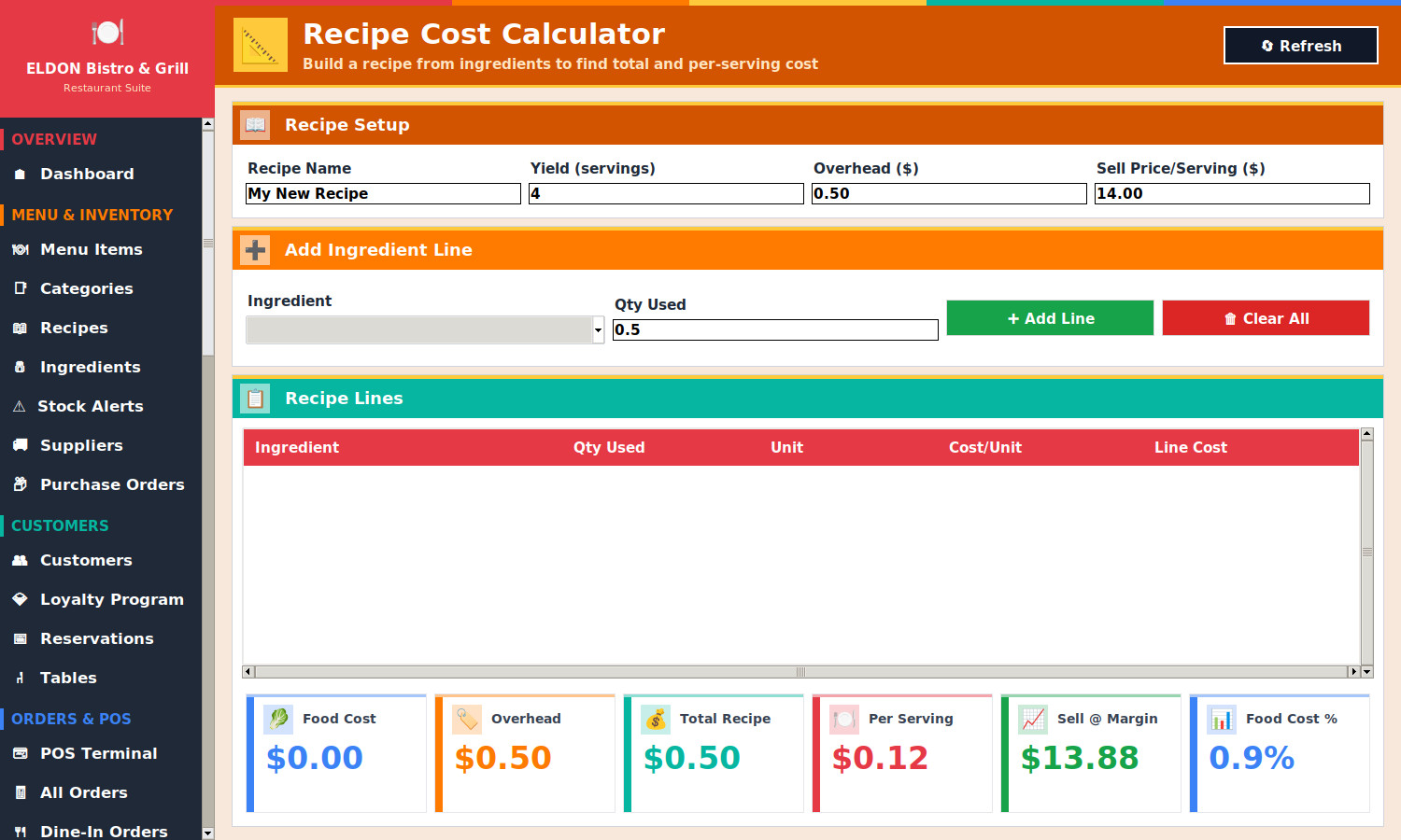 Restaurant POS Software on USB Flash Drive Menu Inventory Payroll Windows Mac