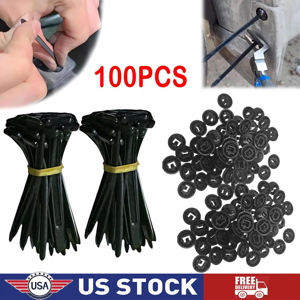 100PCS Nylon Universal Cable Tie Buckle Self-Locking Nylon Zip Ties Holder NEW