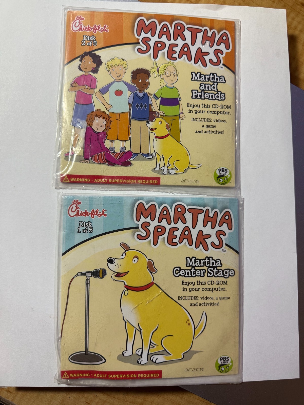 2 NEW Martha Speaks Martha & Friends & Center Stage Chick-Fil-A CD-Roms #1 #2