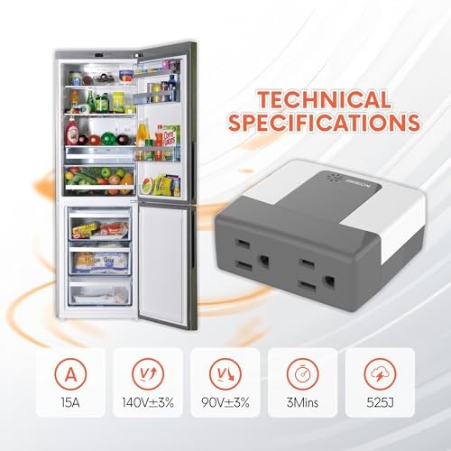 Surge Protector, Voltage Protector for Refrigerator, Air Conditioner 2 Outlet
