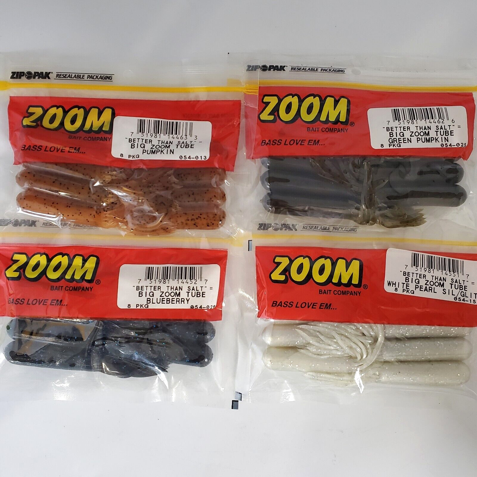 Big Zoom Tube Better Than Salt 8 Count Pack You Choose Color Bass Love Em Tubes