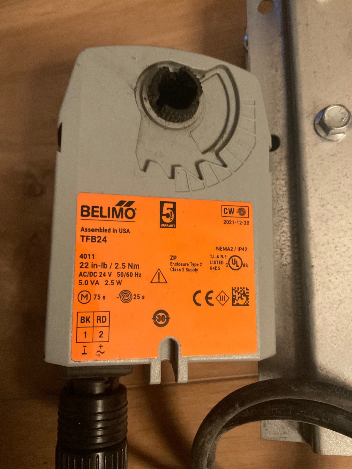 2- Belimo TFB24 Damper Actuators Used