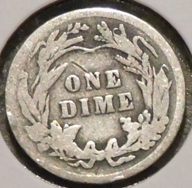 Silver Dime - Barber - 1916 (Rim dings, Reverse scratch.) [669]