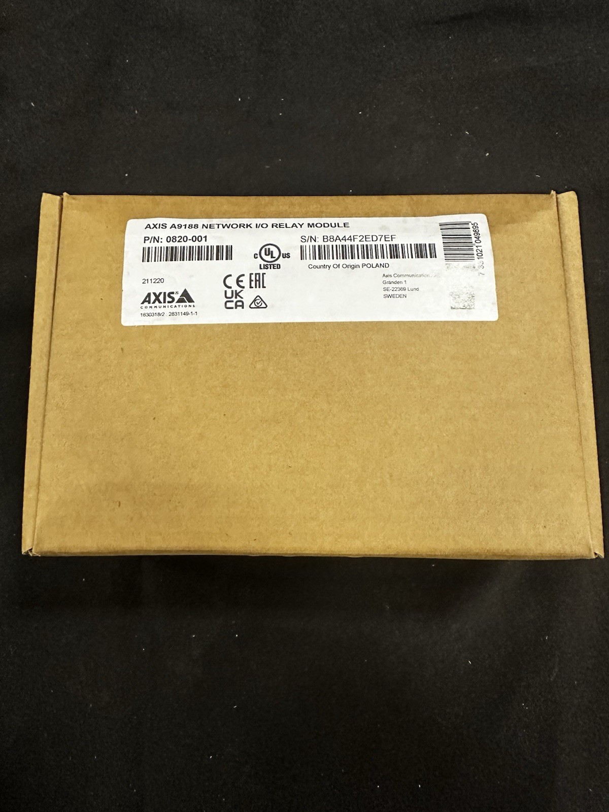 Axis A9188 Network I/O Relay Module (P/N 0820-001) New in Box