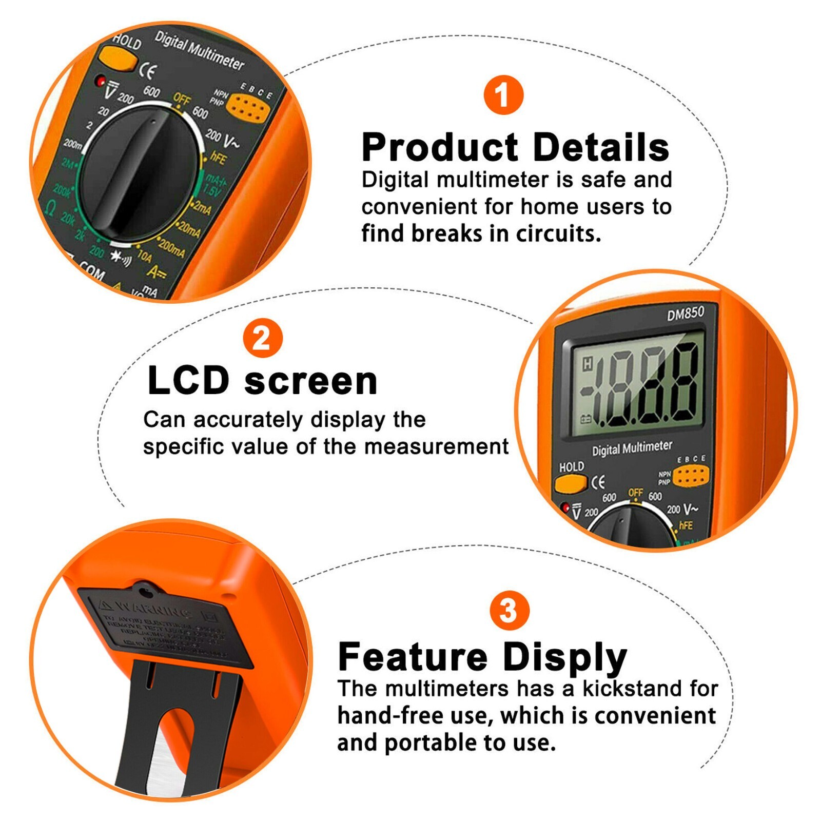 LCD Digital Multimeter Voltmeter Ammeter Ohmmeter Volt AC DC Tester Leads Meter
