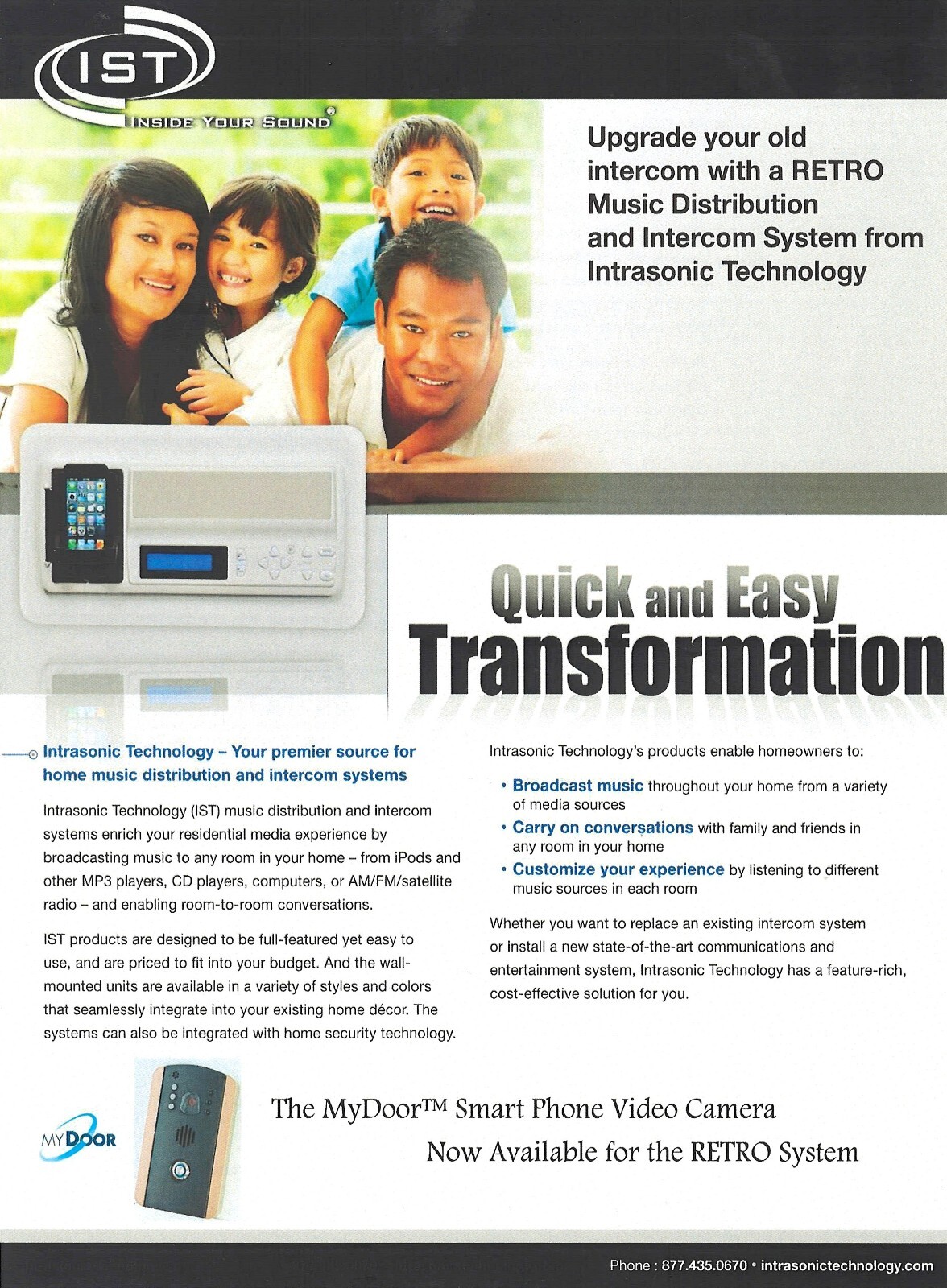 Intrasonic™ Retro MyDoor™ Video Doorbell (Black) & Adapter Plate (Black)