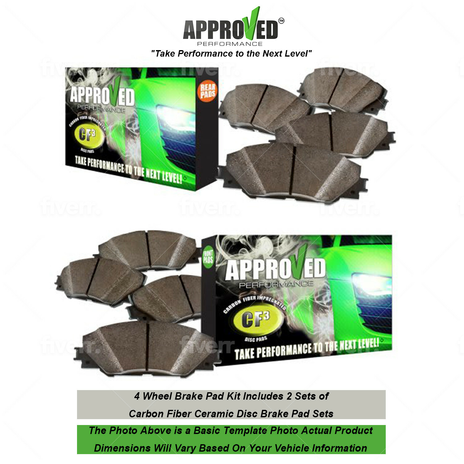 Front and Rear Ceramic Disc Brake Pad Set For 19-25 Ram 1500 22-24 Wagoneer