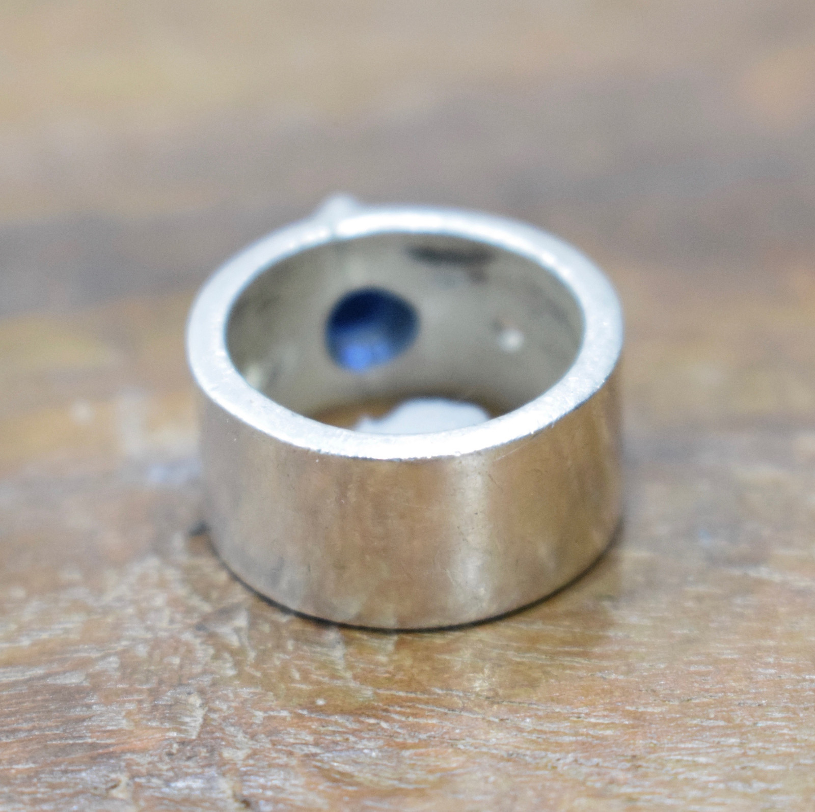Ring Sterling Silver Blue Crystal Band Ring