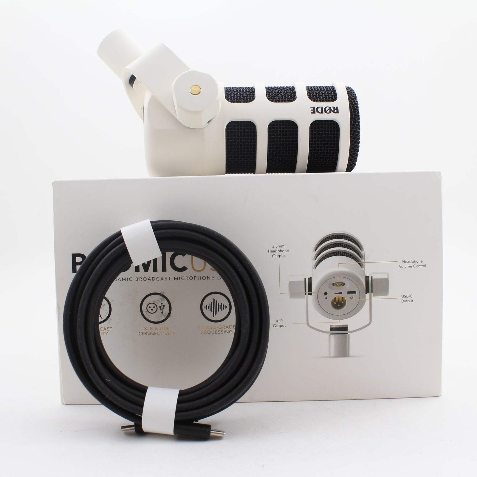 * OPEN BOX EXCELLENT * RODE PodMic USB and XLR Dynamic Broadcast Microphone (Whi