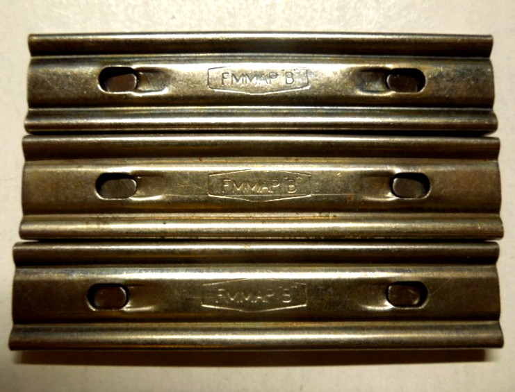 3 Original 7.65 Argentine Mauser Military  Five Round Stripper Clips  MINT