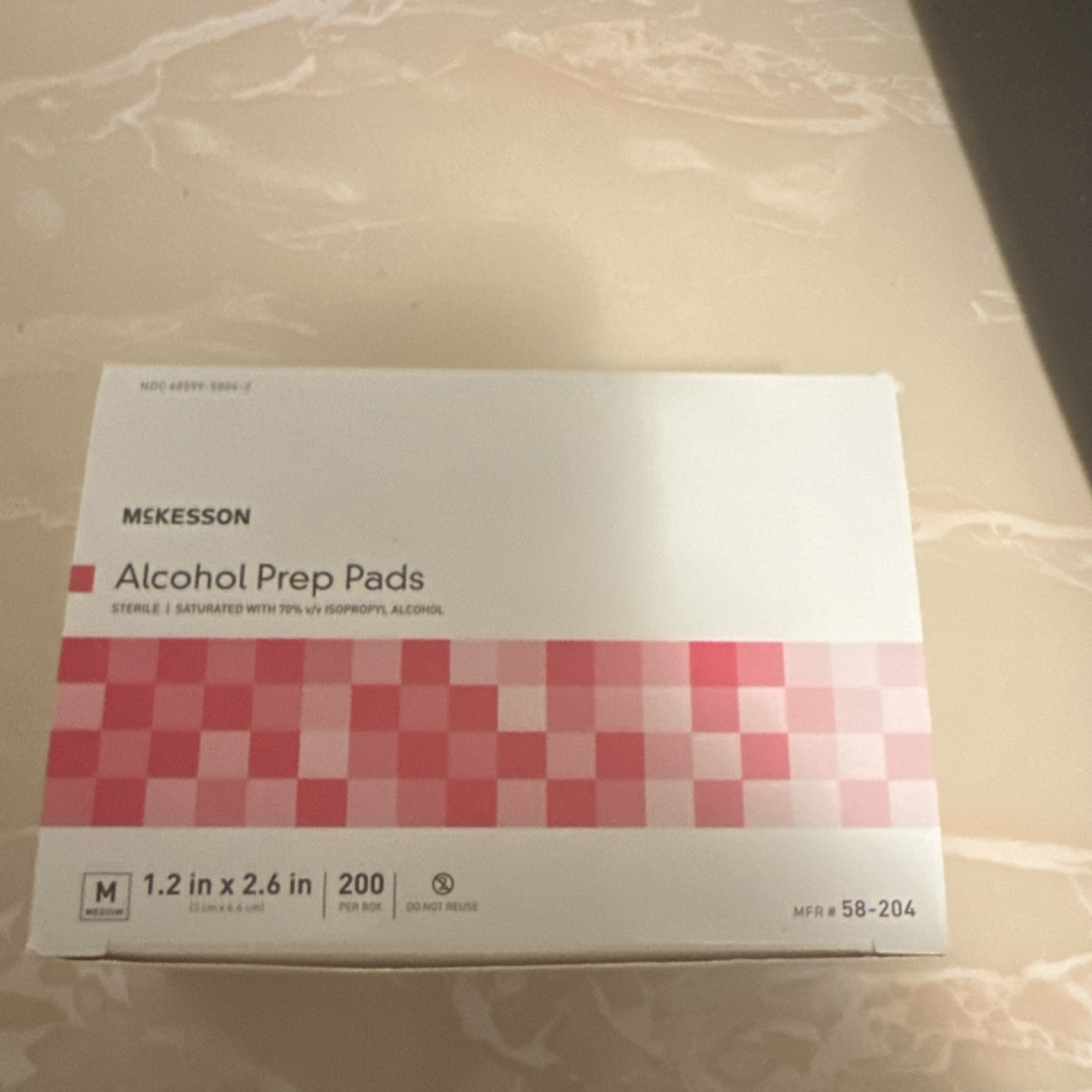 McKesson Alcohol Prep Pads Medium Sterile Isopropyl Alcohol 200 Count 58-204