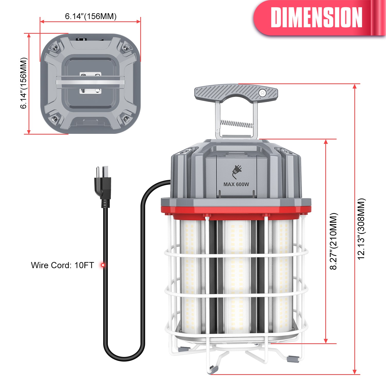 80W Linkable LED Temporary Work Light Commercial Industrial Construction Lights