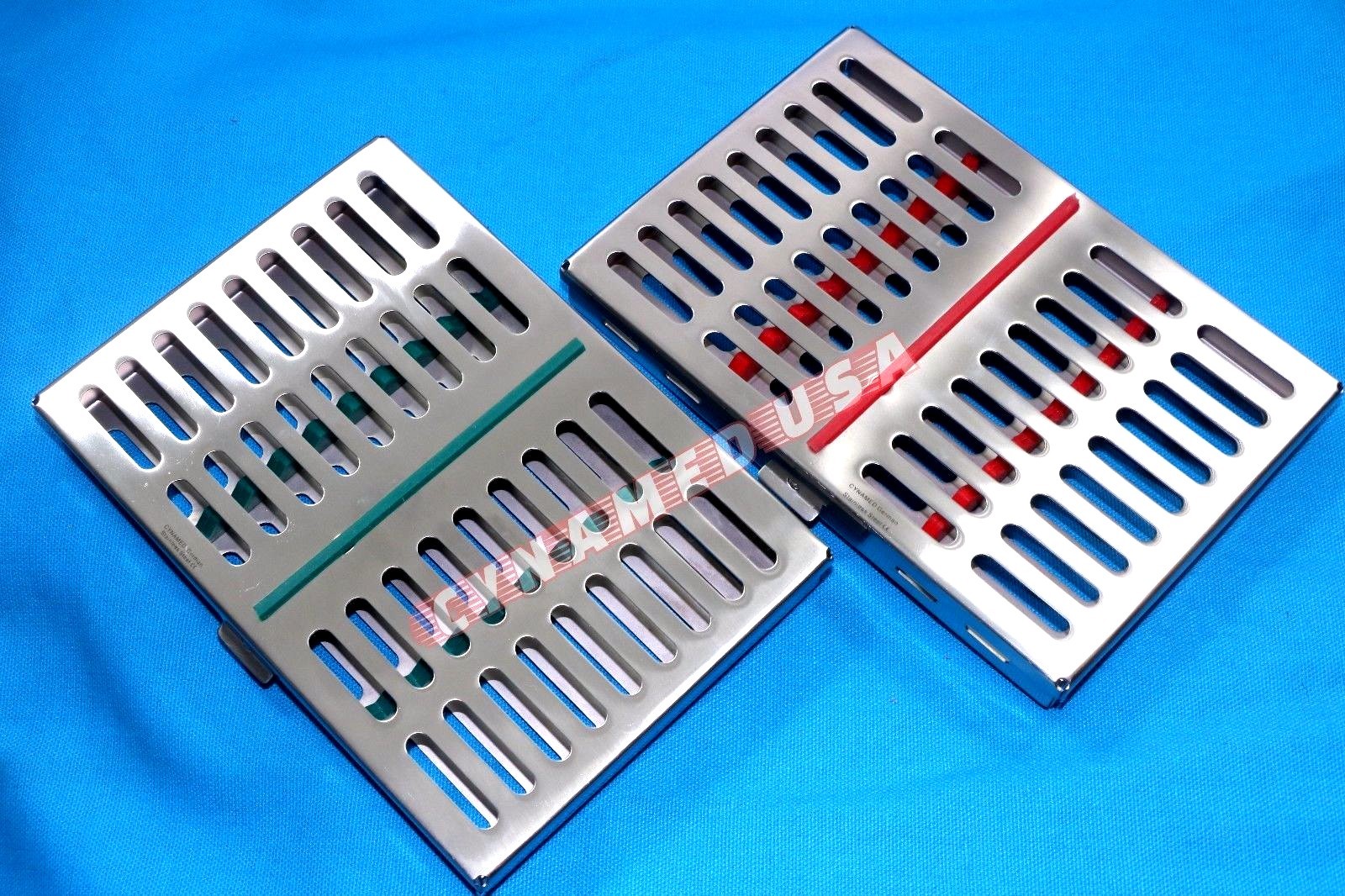 GERMAN 2 Dental Sterilization Cassette Rack Tray Box For 10 Surgical Instruments