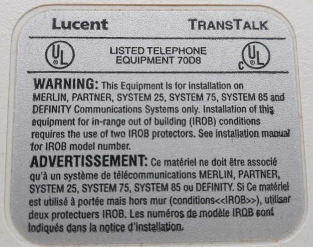 Avaya Lucent TransTalk 556 Radio Module