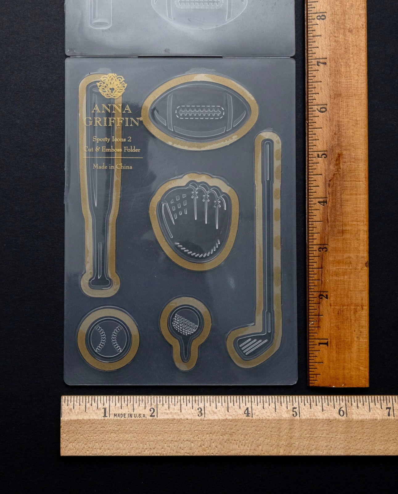 Anna Griffin Sporty Icons 2 Cut & Emboss Folder Baseball Football Golf Metal Die