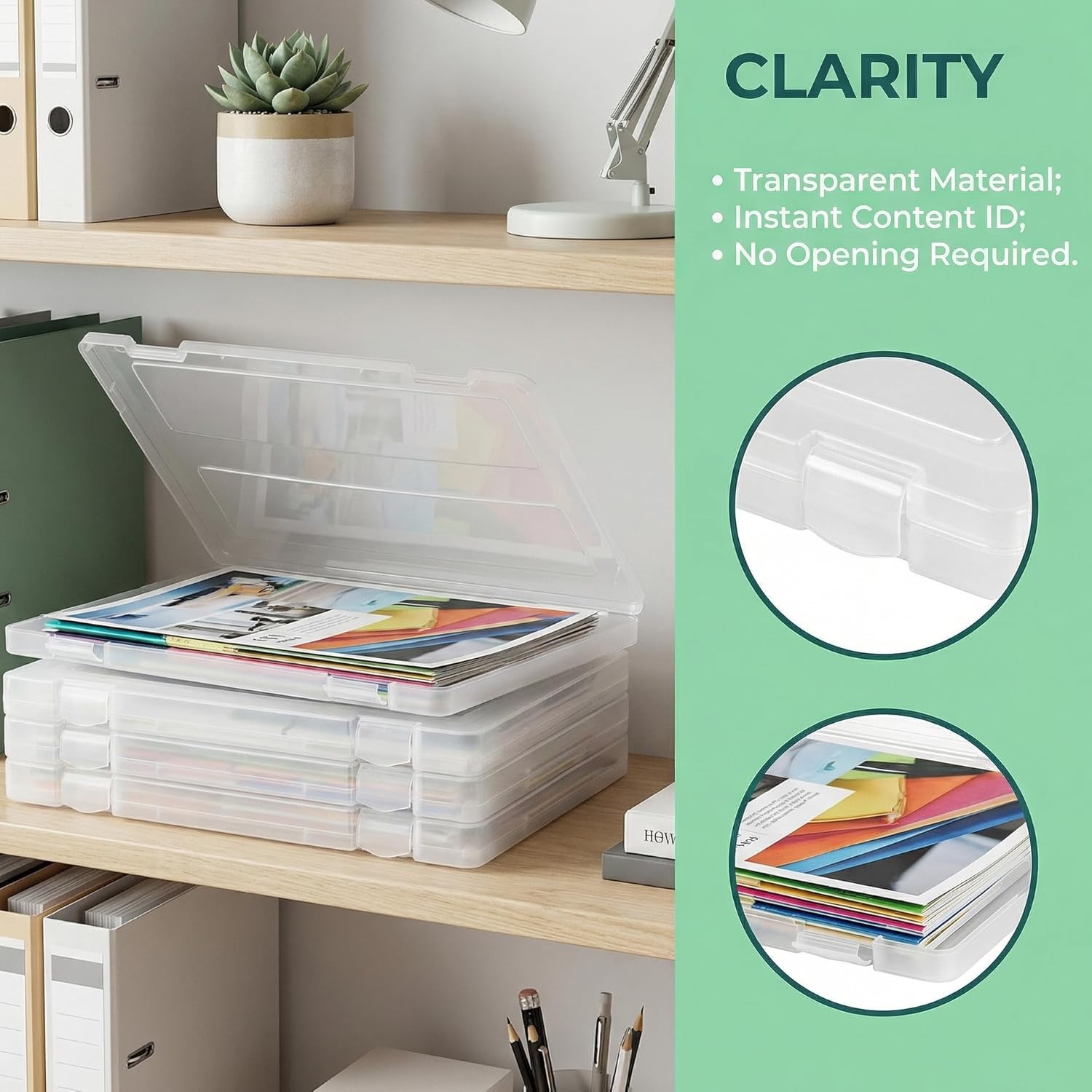 4 Pack Plastic Project Case 8.5"x11" Letter File Trasparent Scrapbook Paper