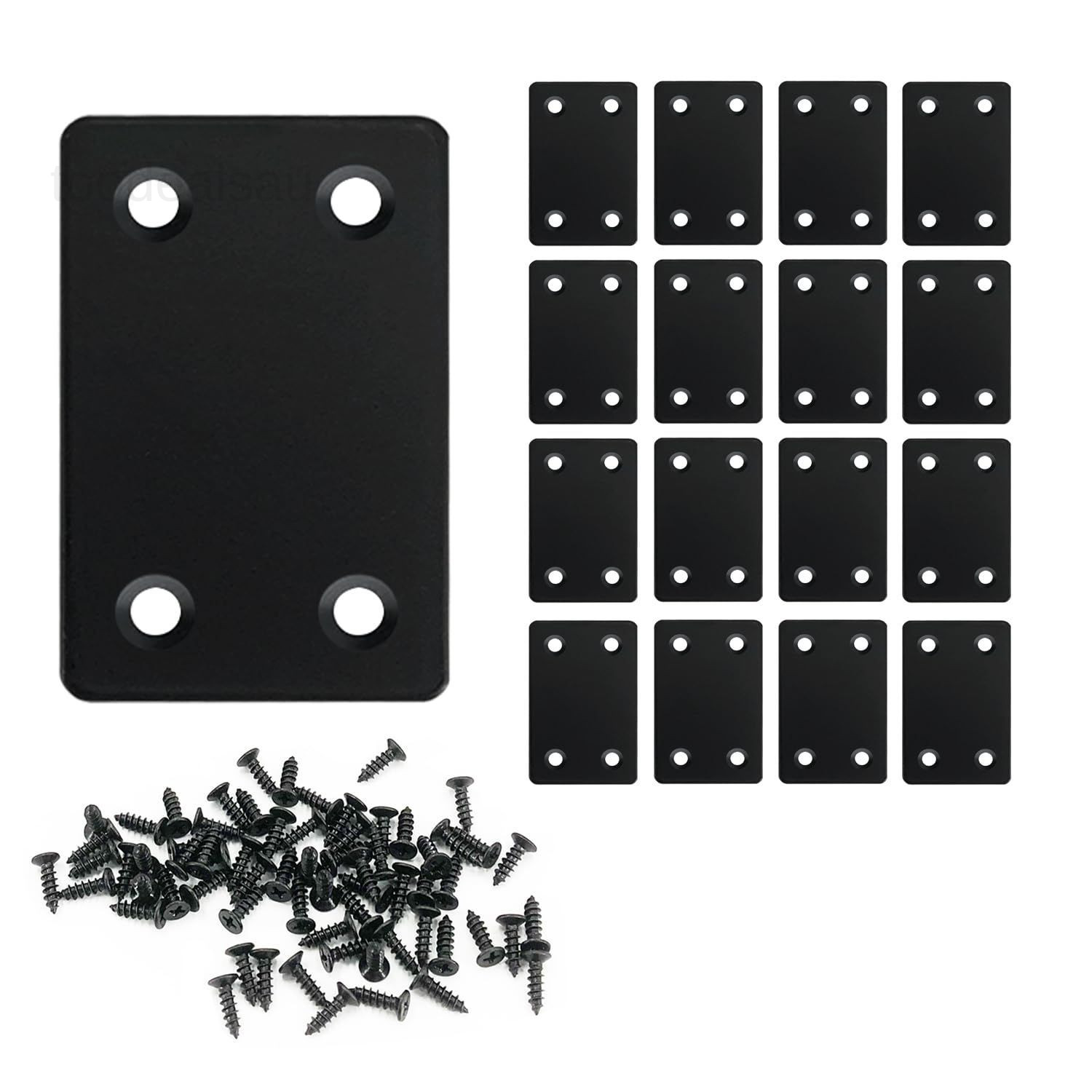 16 Pack Black Flat Mending Plate 2.36x1.49'', Black
