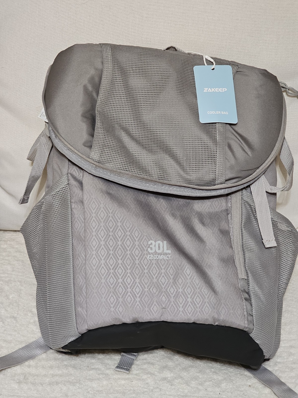 ZAKEEP Cooler Backpack, 39 Cans Large Capacity Anti-Leaking Cooler Backpack Gray