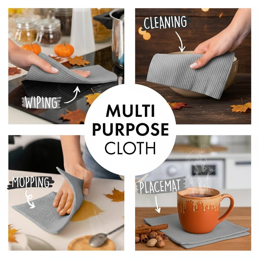 10 Pack Swedish Dishcloths for Kitchen - 100% Biodegradable & Compostable Reu...
