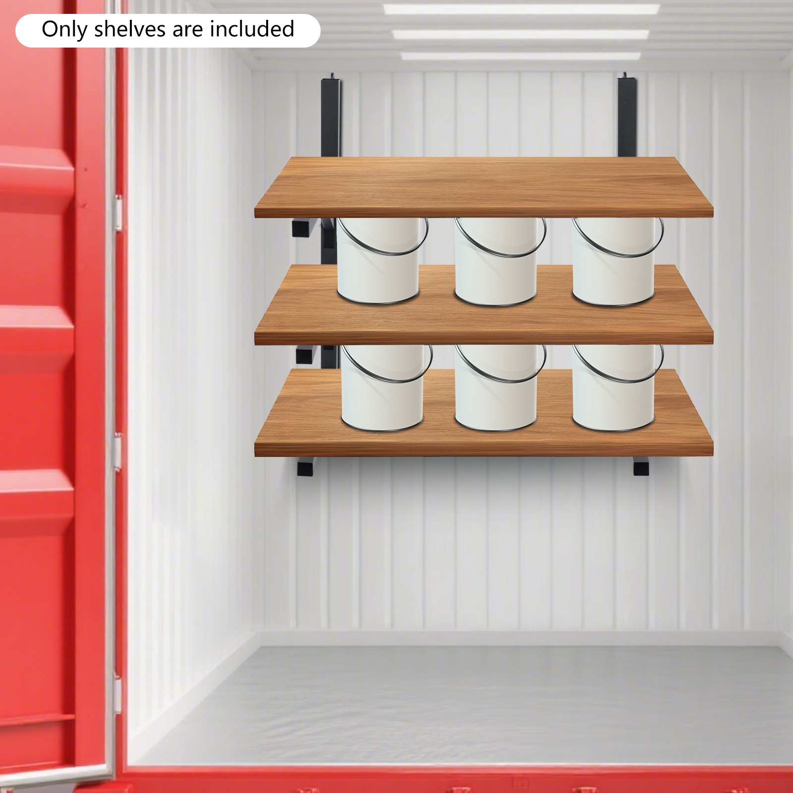2* 3-Tier Container Shelving Bracket Set Cargo Container Storage Shelf Brackets