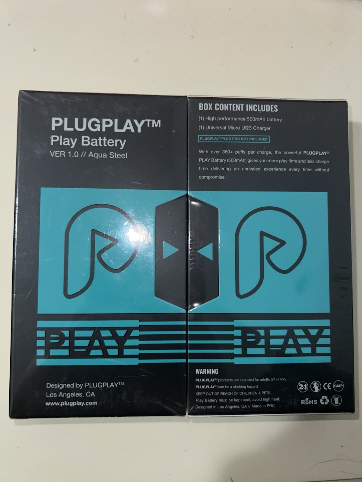 PLUGPLAY Play Battery GEN 2 AQUA STEEL COLOR 500mAh Sealed w/ Charger