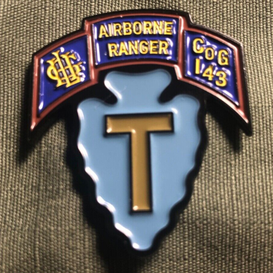 Co G 143rd Infantry Airborne Ranger Scroll Soft Enamel Pin 🪂🪖 LRRP, LRS, HLG