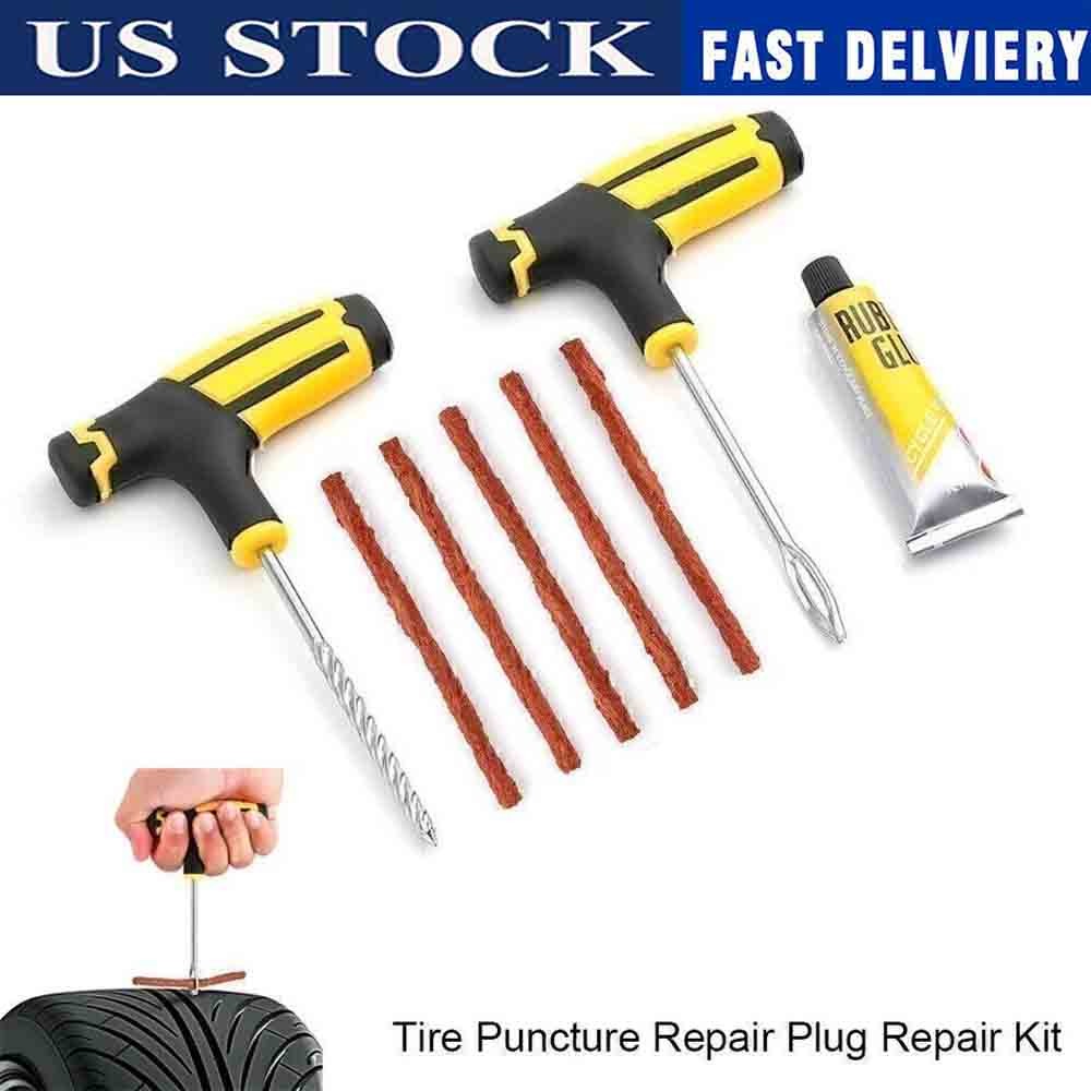 Car Tubeless Tyre Tire Puncture Repair Plug Repair Kit Needle Patch Fix Tool Set