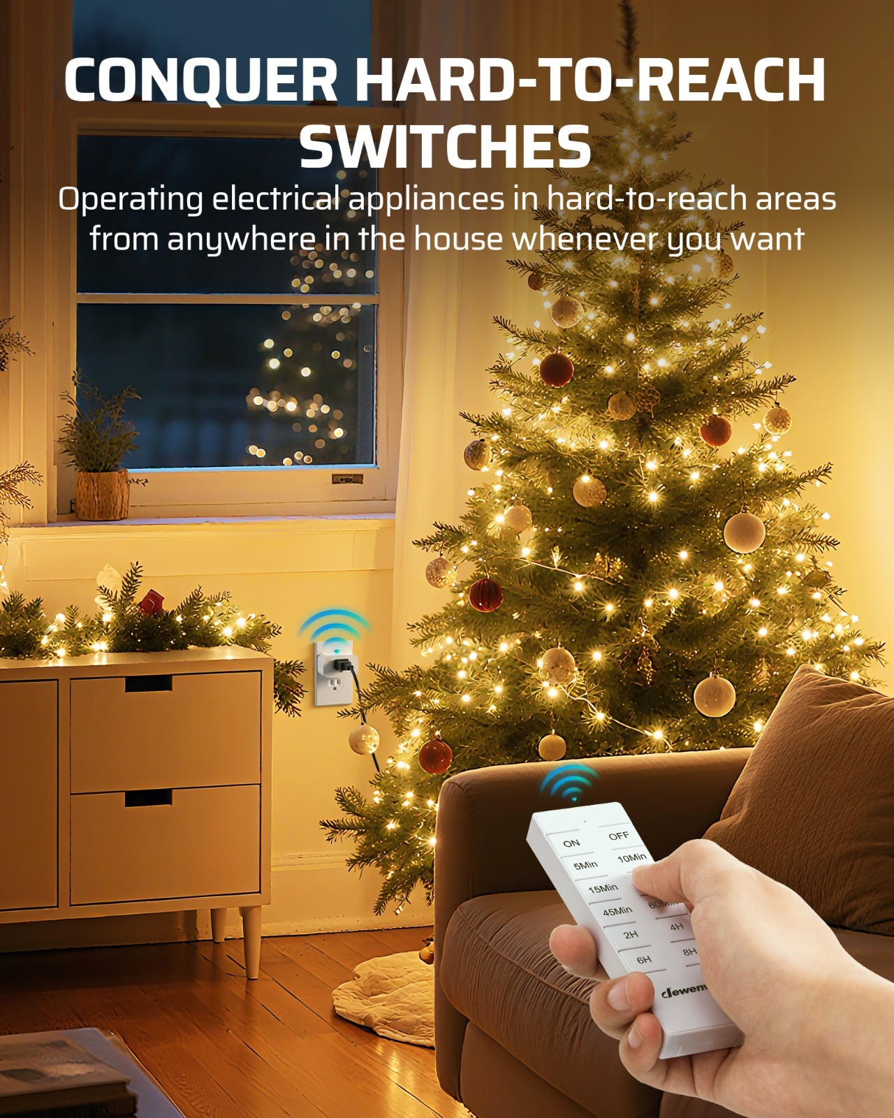 Wireless Remote Control Outlet with Timer Indoor Remote Timer Outlet 15A/1875W