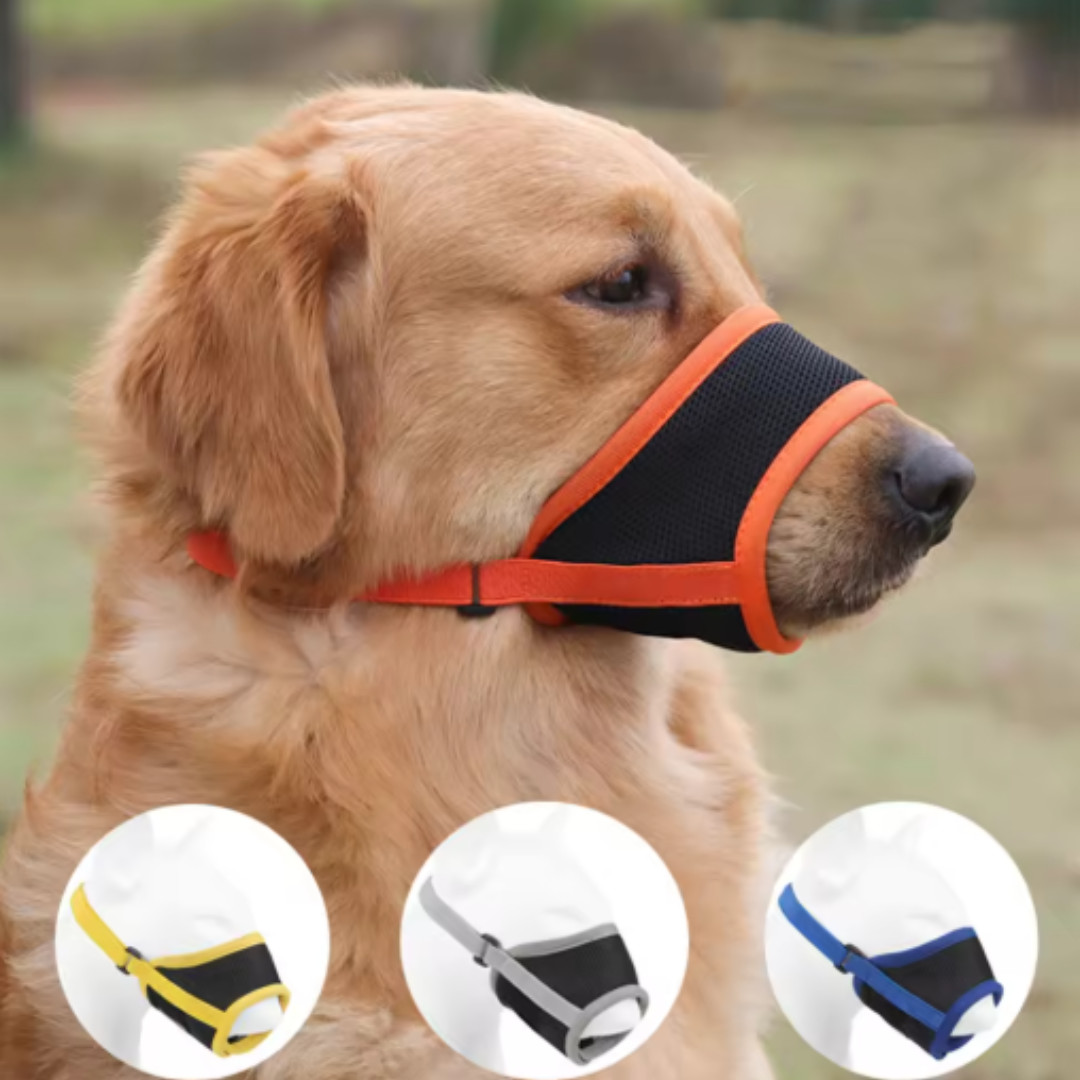 Dog Muzzle Anti Bite Anti Bark Mesh Adjustable Strap Chew Safety Soft Breathable