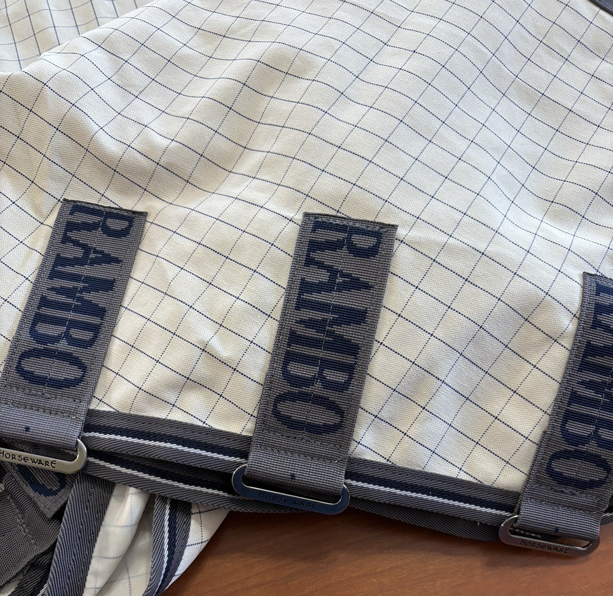 Rambo Optimo Supreme Summer Sheet Plus - Fly UV Sheet w/Neck -69" NAVY CHECK