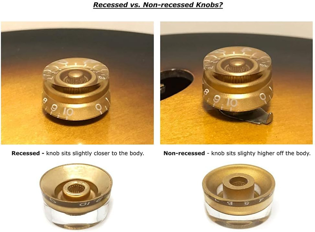 Black Top Hat Bell Knobs Compatible with Epiphone Les Paul Import Electric Guita