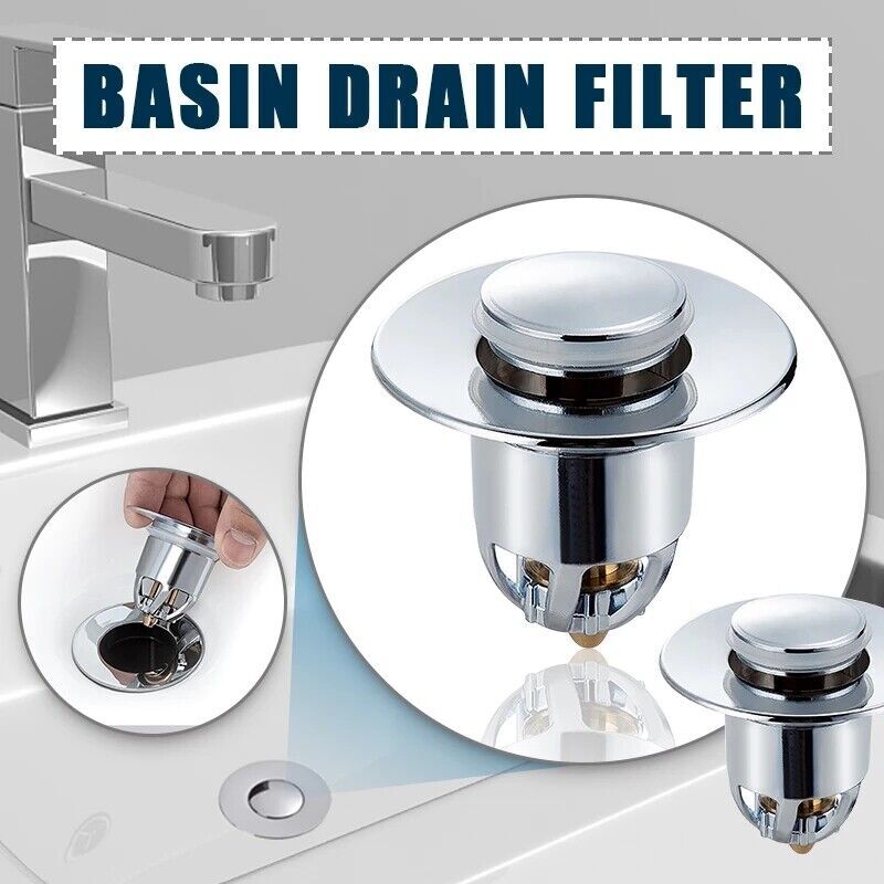 2 PCS Universal Bathroom Sink Stopper Pop-Up Drain Filter Wash Basin Core US