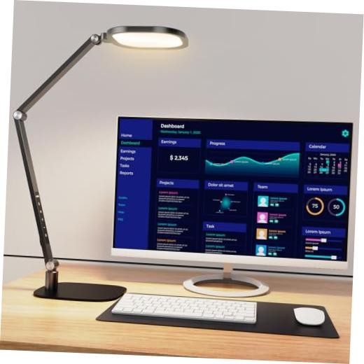LED Desk Lamp for Home Office, Professional Eye-Caring Diffused Desk Black