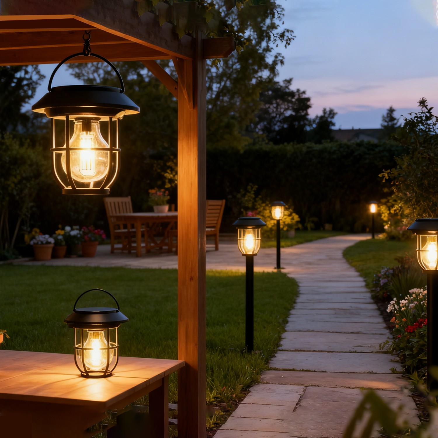 1-4x Solar Garden Motion Sensor 2IN1 Light Outdoor Pathway Lawn Landscape Lamp