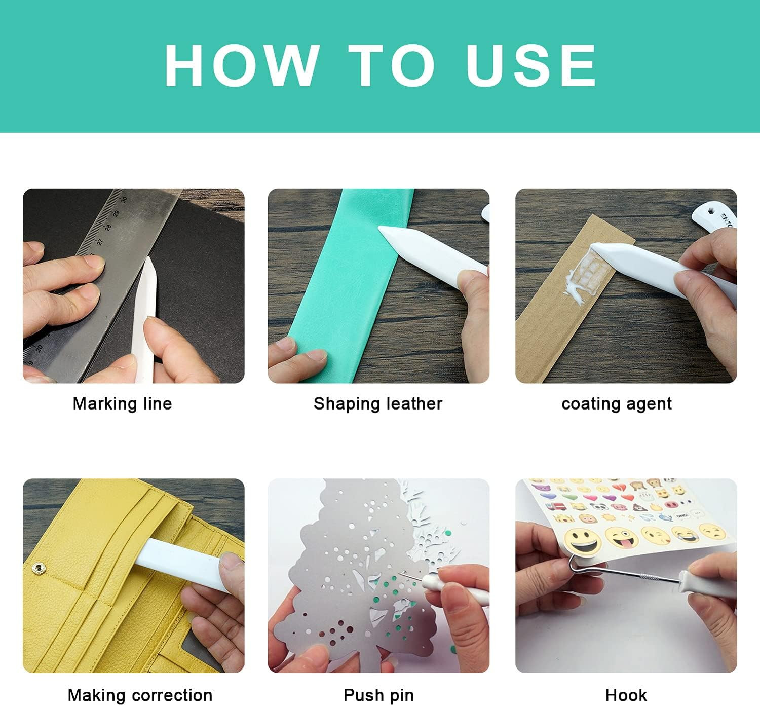 7Pcs Bone Folder and Scoring Tool, Paper Folding Tool, Bone Origami Creaser for