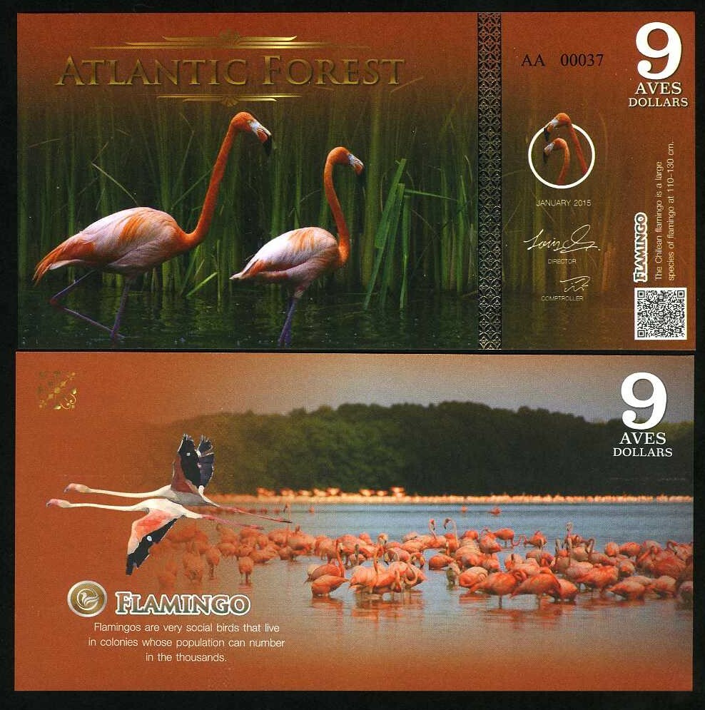 Atlantic Forest 9 Aves Dollars 2015 - Flamingo, Birds F