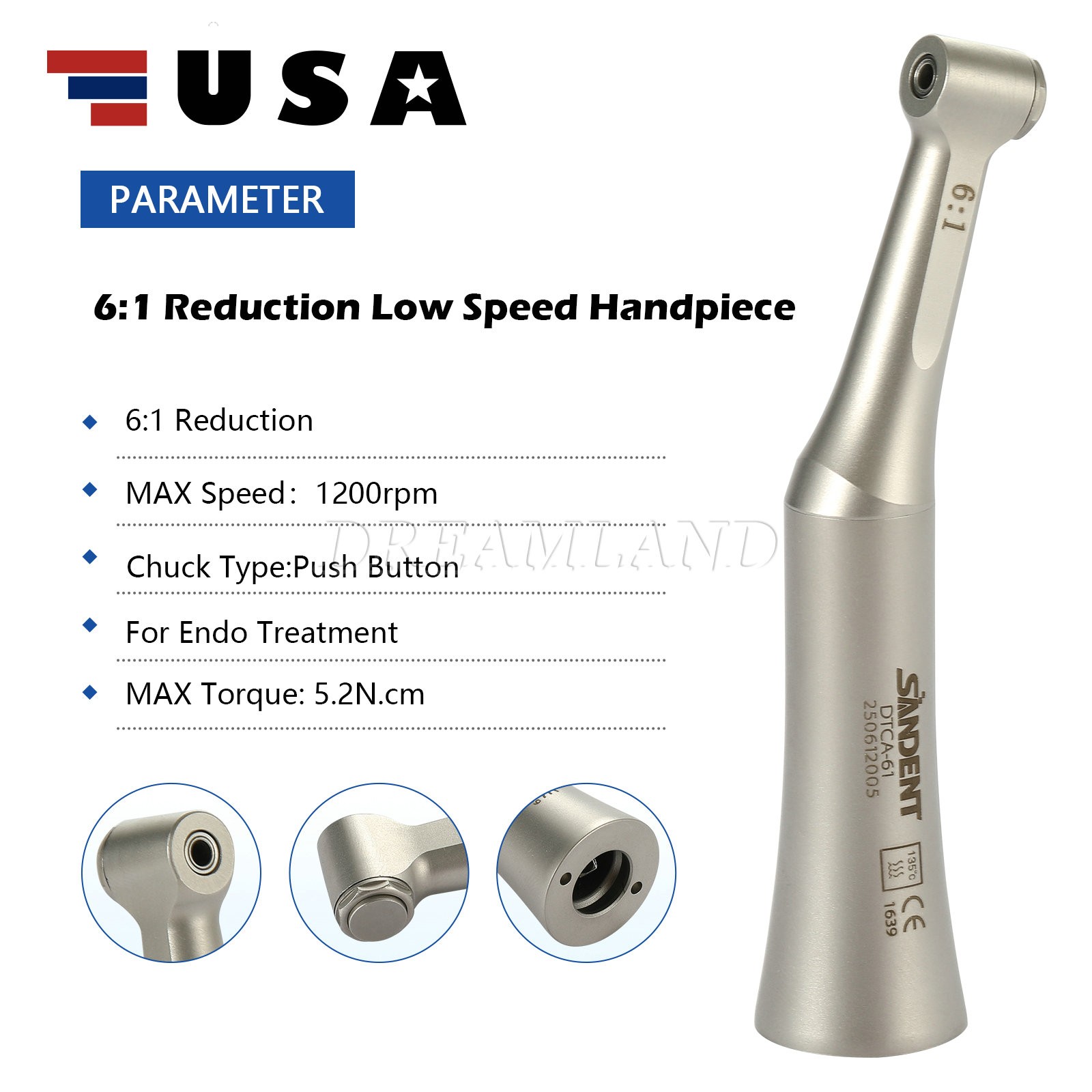 Dental 6:1 Reduction Endo Contra Angle Handpiece/ Engine Niti Files 25mm E2