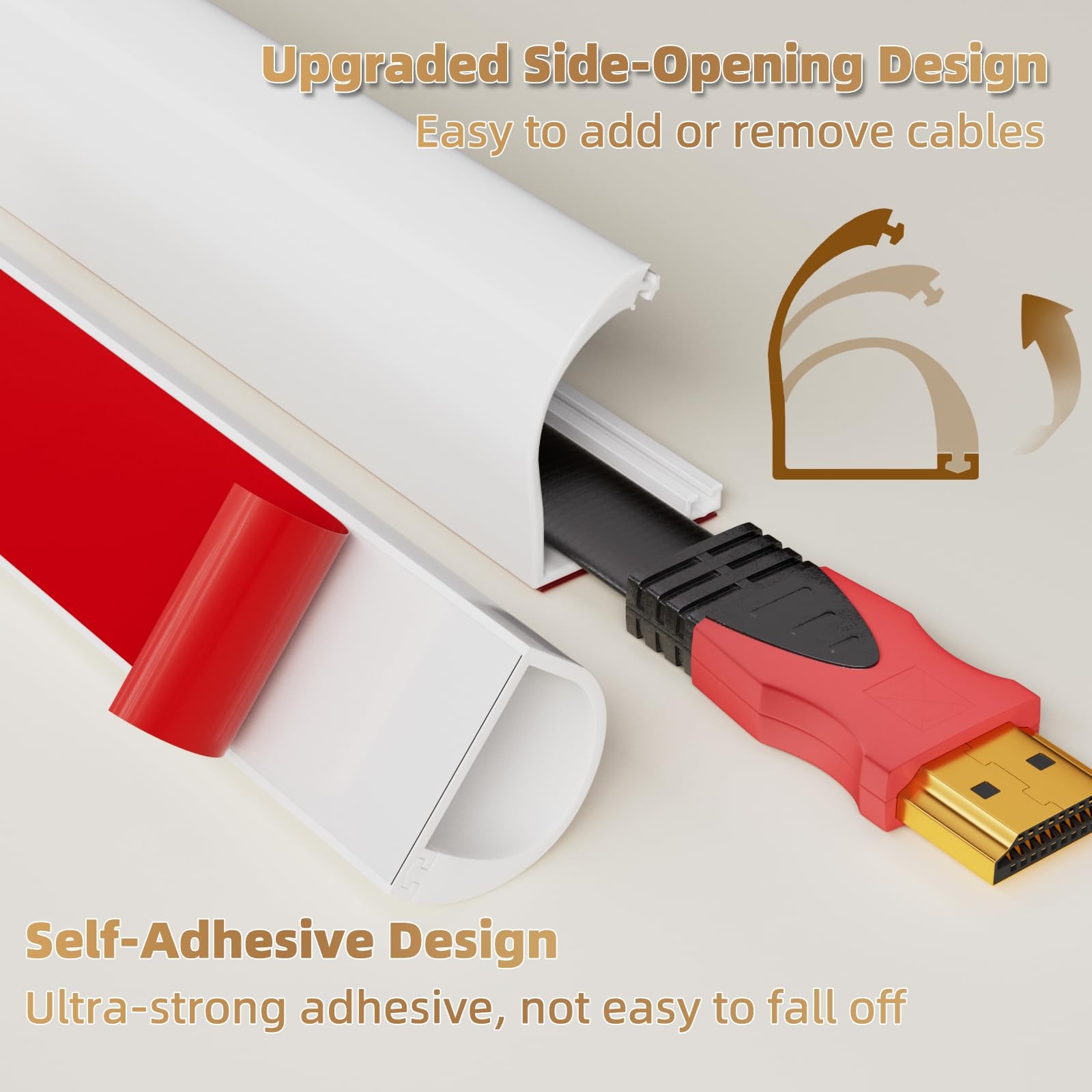 39" Side Open One Cord Hider ( 1/4") for Wall Mounted Small-39", White