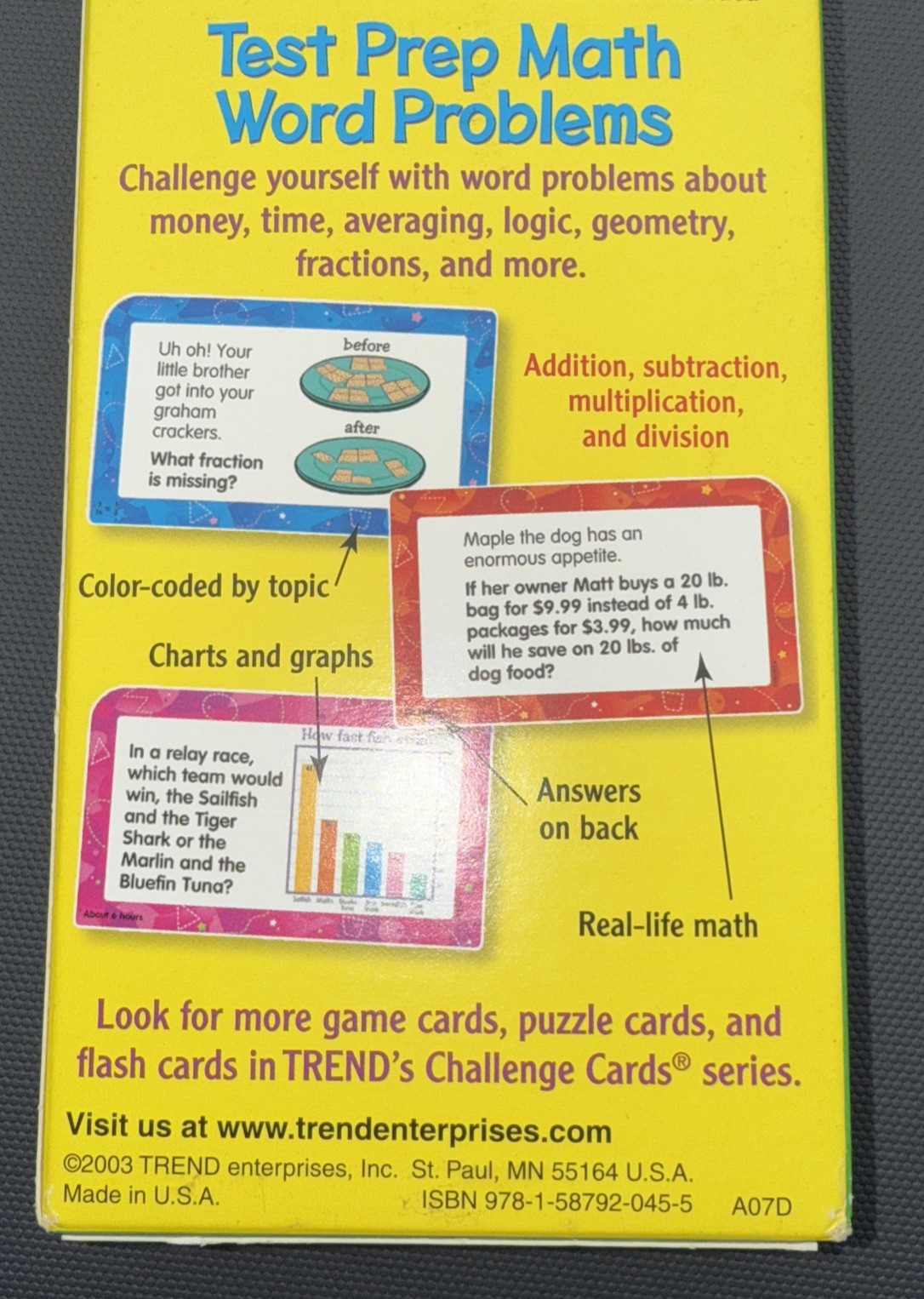 TREND Test Prep Math Word Problems Challenge Cards Grades 4-6