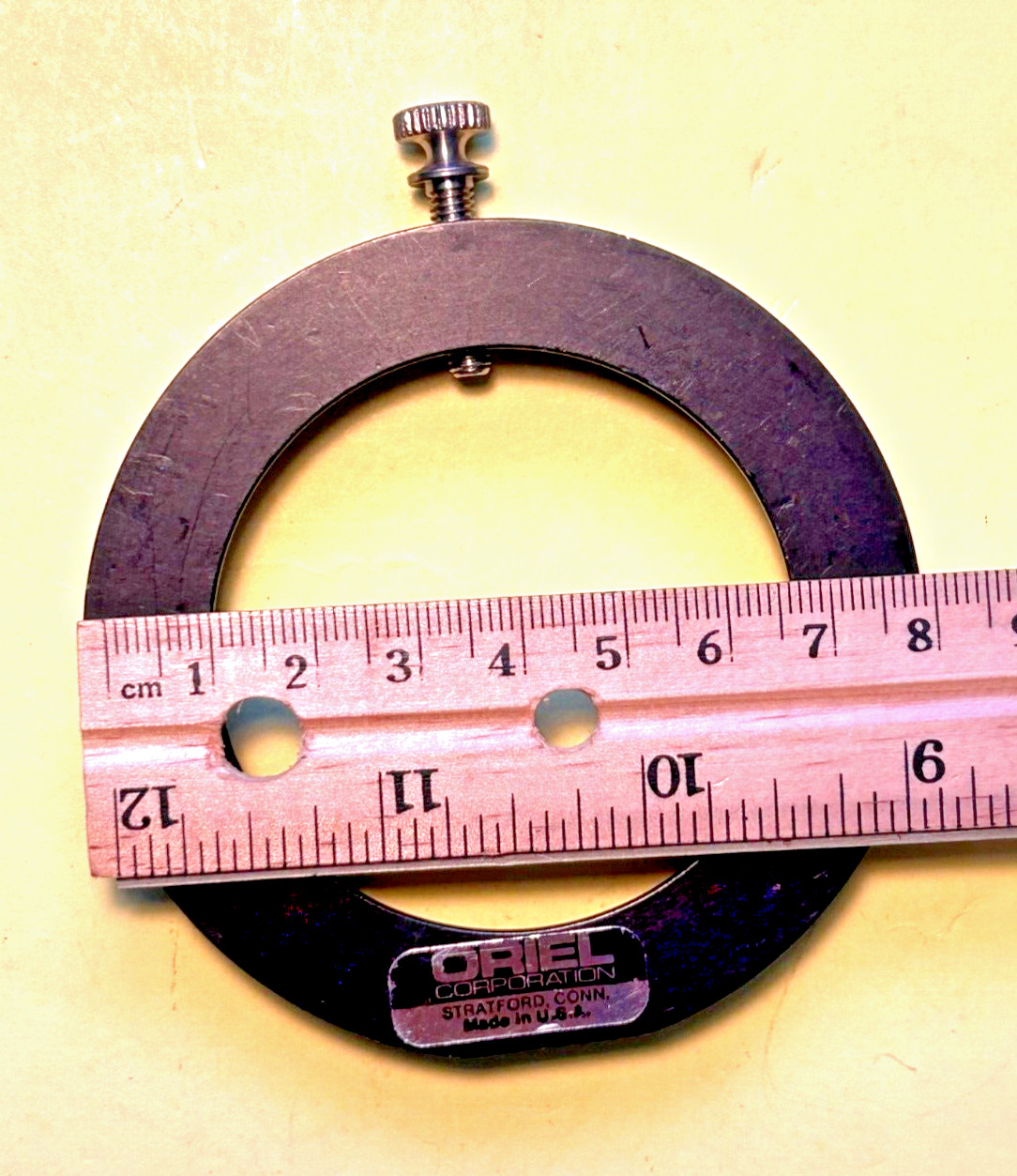 Pair of Oriel 60 mm x 10 mm thick post mountable optic mounts
