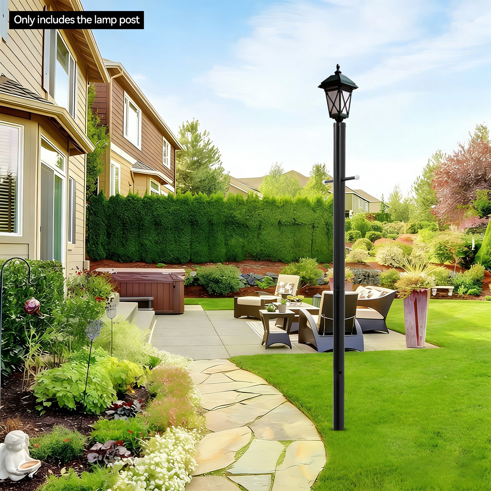 Outdoor Lamp Post Split Street Light Pole With Cross Arm For Driveway Pathway