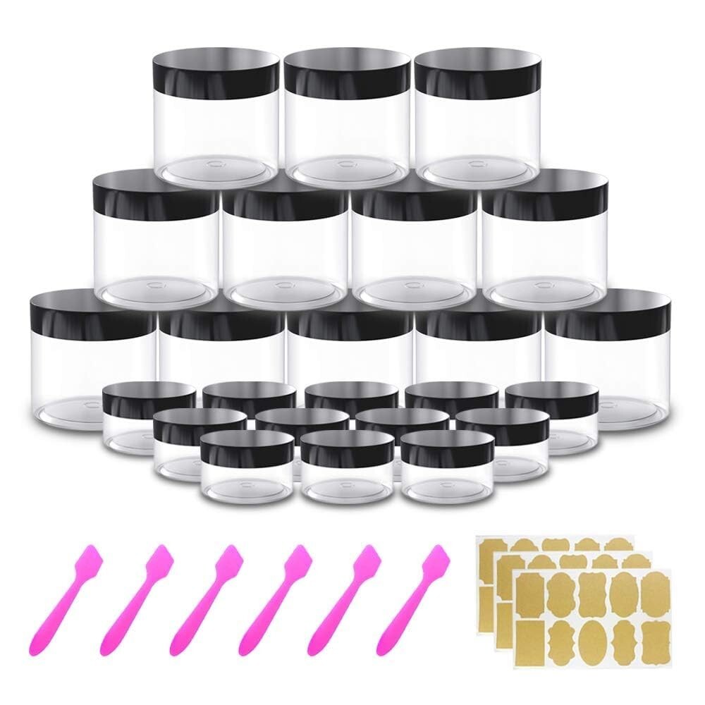 12 Pack 4 Oz Small Plastic Containers with Lids+12 Pack 20G/20Ml Cosmetic Sample